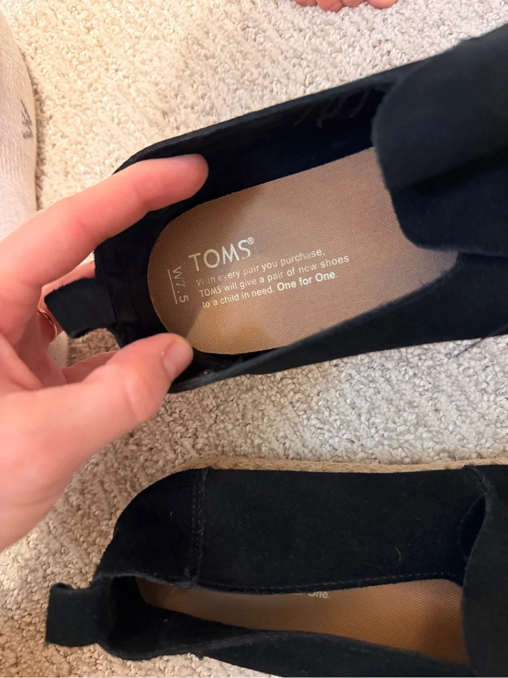 Women’s TOM Black Suede Espadrille flats